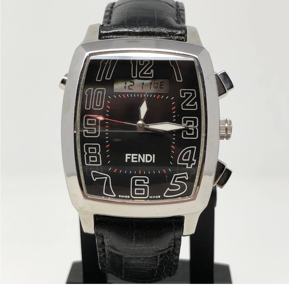 Fendi Black Leather Strap Watch